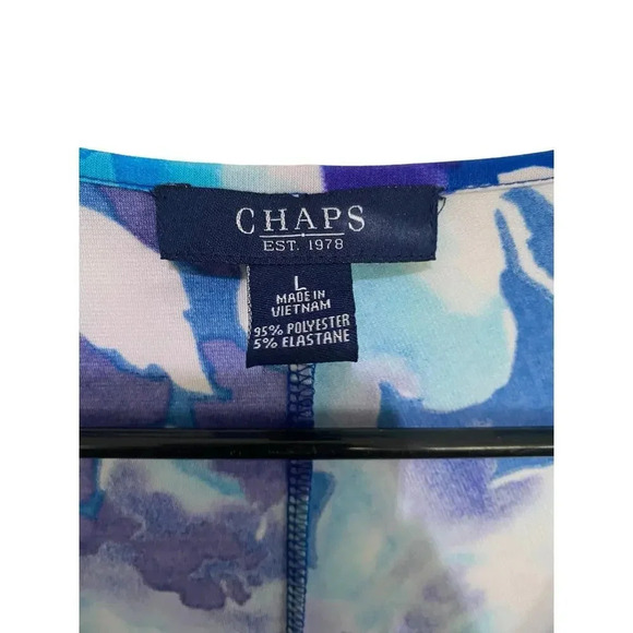 Chaps Blue Sleeveless V-Neck Floral Sheath Wrap Dress Size Large - Picture 4 of 5